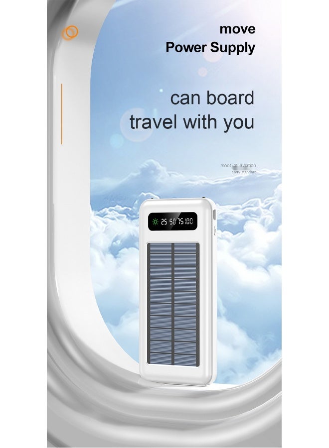 20,000mAh Slim Solar Power Bank with Built-in Cable - High Capacity Fast Charging Portable Charger - Image 4