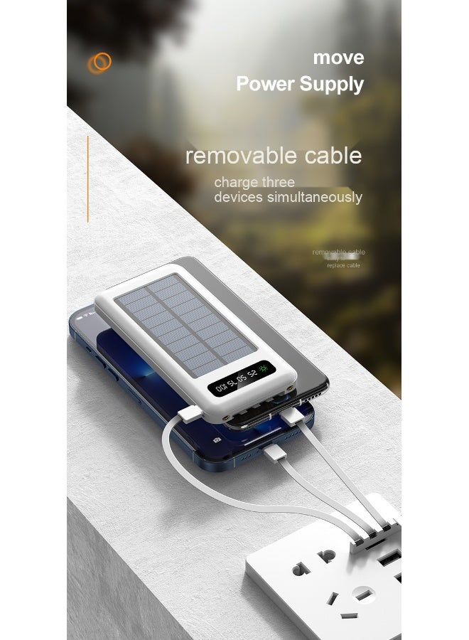 20,000mAh Slim Solar Power Bank with Built-in Cable - High Capacity Fast Charging Portable Charger - Image 2