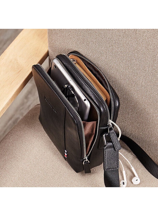 Bostanten Bosidandun Shoulder Crossbody Bag, Men's Business Small Square Bag, Top-grain Leather, Vertical Style, Trendy Mini Backpack, Hanging Bag - Image 3