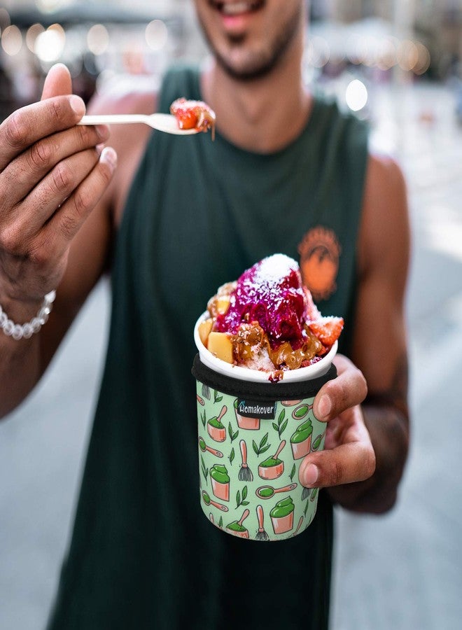 Homakover 4 Pack Ice Cream Print Size Ice Cream Sleeves Neoprene Cover with Spoon Holder Cover (Taste) - Image 5