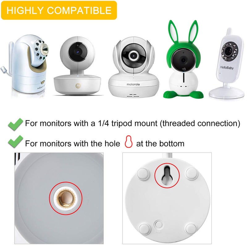 iTODOS Flexible Baby Monitor Clip Camera Mount Compatible with Infant Optics DXR-8 and DXR-8 Pro Baby Monitor, Flexible Long Gooseneck Arm,for Crib Wherever You Like Without Tools - Image 2