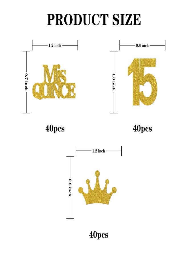 INNORU Mis Quince 15 Confetti Gold Glitter, Happy 15th Birthday Table Decor, Fifteen Years Old Paper Scatter, Number 15 Sign Cheers to 15 Years Party Table Decorations, 120pcs - Image 2