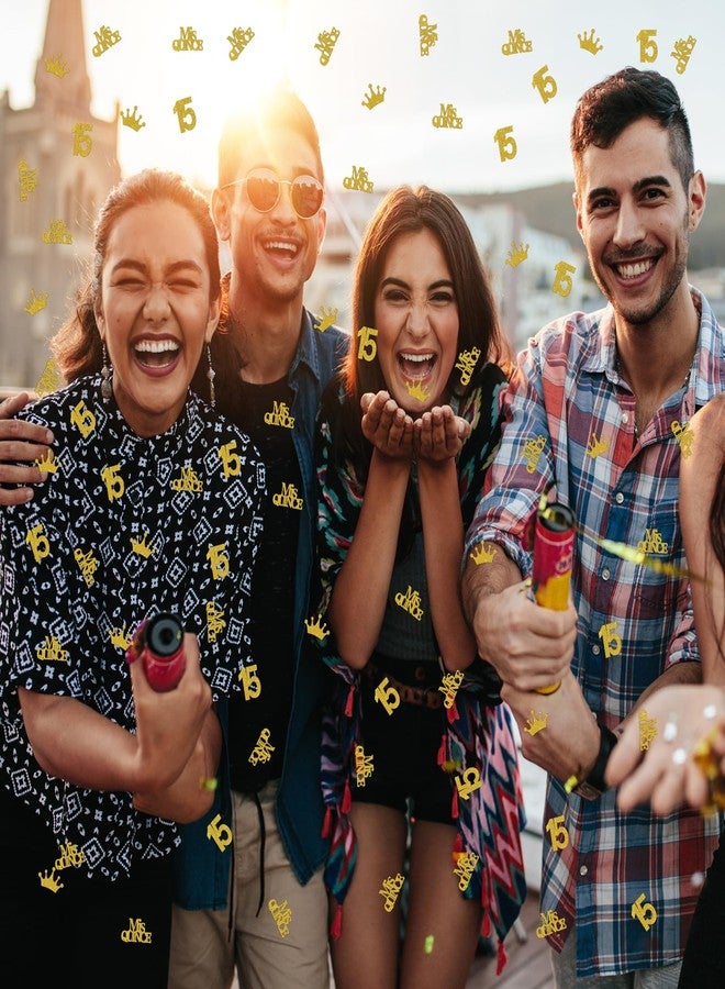 INNORU Mis Quince 15 Confetti Gold Glitter, Happy 15th Birthday Table Decor, Fifteen Years Old Paper Scatter, Number 15 Sign Cheers to 15 Years Party Table Decorations, 120pcs - Image 5