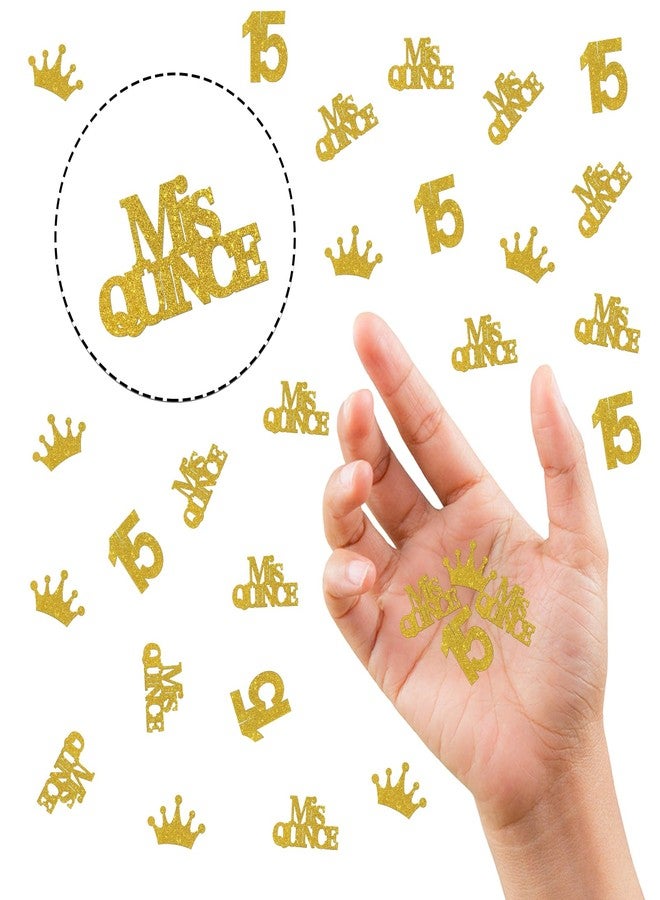 INNORU Mis Quince 15 Confetti Gold Glitter, Happy 15th Birthday Table Decor, Fifteen Years Old Paper Scatter, Number 15 Sign Cheers to 15 Years Party Table Decorations, 120pcs - Image 3