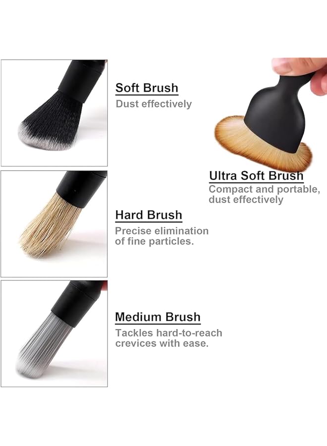 YARDHOBI 5Pcs Car Detailing Brush Set, Ultra Soft Car Interior Detailing Brushes, Car Interior Detailing Kit, Car Dust Brush, Automotive Cleaning Brush Kit For Wheels, Air Vent, Leather Seats, Car Accessories - Image 2