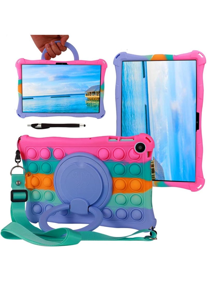 Case Compatible with Huawei Matepad SE 10.4 inch 2023 Kids Soft Silicon 360 Rotating Ring Stand Cover with Should Strap and Pen  - Image 1