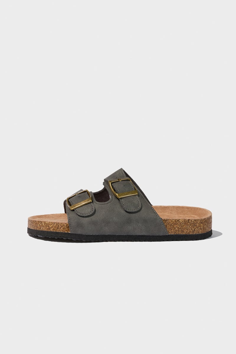 ديفاكتو شبشب اولادي جلد صناعي بكعب مسطح رمادي - Image 2