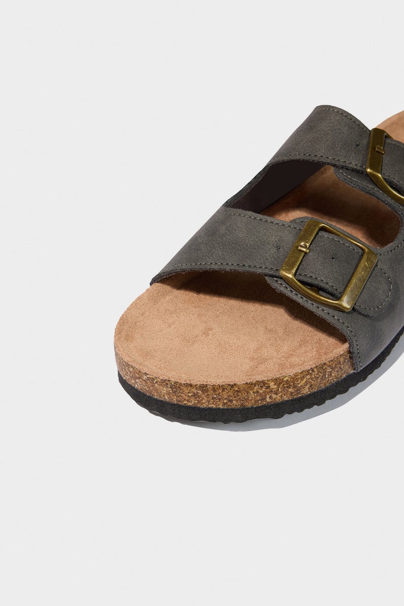 ديفاكتو شبشب اولادي جلد صناعي بكعب مسطح رمادي - Image 5