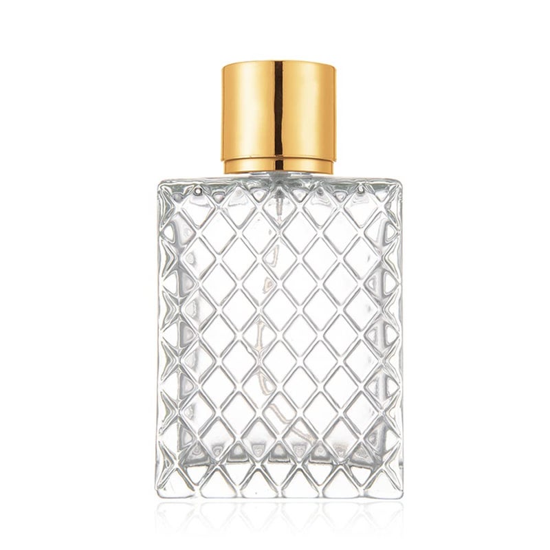 Enslz 100ml/3.4Oz Clear Glass Fine Mist Atomizer,Portable Square Refillable Empty Perfum Spray Bottle Travel Atomizer Bottle Gold Cap - Image 3