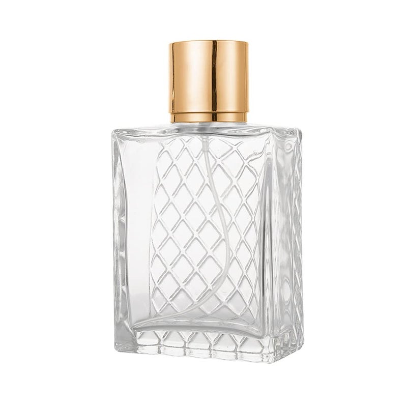 Enslz 100ml/3.4Oz Clear Glass Fine Mist Atomizer,Portable Square Refillable Empty Perfum Spray Bottle Travel Atomizer Bottle Gold Cap - Image 4