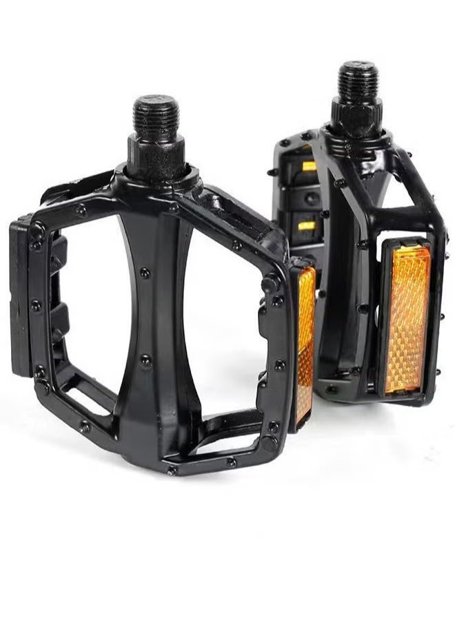 EETU Bike Pedals,9/16 Road Bicycle Pedals,Aluminum Alloy Cycling Flat Pedal,With 16 Anti-Skid Pins,Reflective Strip,Universal Pedals For BMX/MTB,Electric Bike,Kids Bike,Tricycle Bike,Cycle-Cross Bike - Image 1