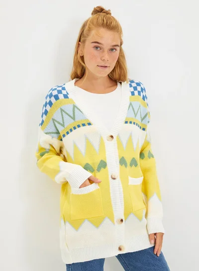 trendyol Jacquard Knitted Cardigan
