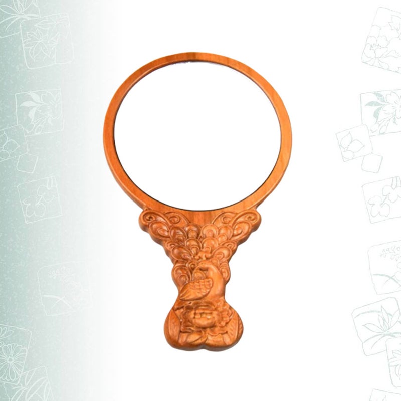 1Pc 13cm Foldable Makeup Mirror Portable Practical Mirror Carving Plum Makeup Mirror - Image 5