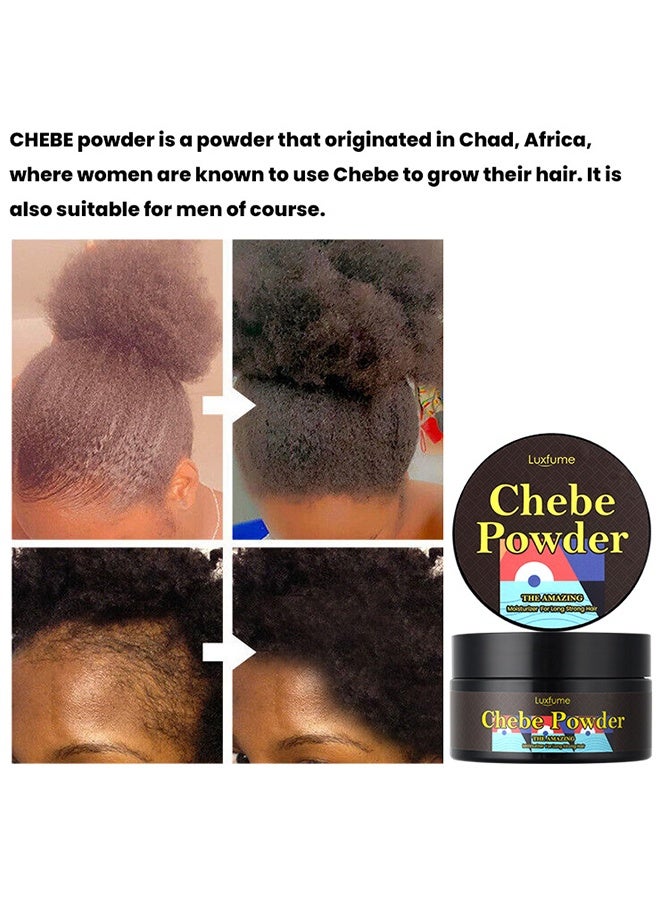 Luxfume Chebe Powder, Chebe Hair Butter, Organic Hair Growth Products Made With Chebe Powder, Castor Oil, Shea Butter, For Split Ends Treatment, Nourishing Vegan Afro Hair Products Oil For All Hair Types (Powder Texture) - Image 3