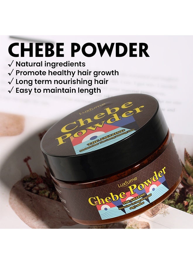 Luxfume Chebe Powder, Chebe Hair Butter, Organic Hair Growth Products Made With Chebe Powder, Castor Oil, Shea Butter, For Split Ends Treatment, Nourishing Vegan Afro Hair Products Oil For All Hair Types (Powder Texture) - Image 4