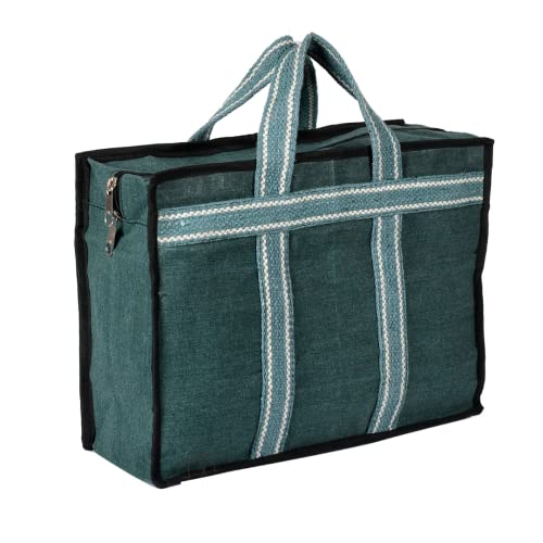 STLYZ Cash Bag with Zipper/Money Bag/Jewellery Bag with extra compartment Horizontal Green (16 x 5.5 x 12 inches) - Image 1
