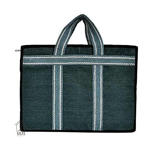 STLYZ Cash Bag with Zipper/Money Bag/Jewellery Bag with extra compartment Horizontal Green (16 x 5.5 x 12 inches) - Image 2