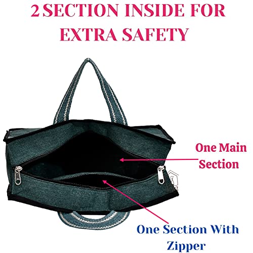 STLYZ Cash Bag with Zipper/Money Bag/Jewellery Bag with extra compartment Horizontal Green (16 x 5.5 x 12 inches) - Image 3
