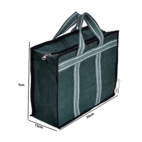 STLYZ Cash Bag with Zipper/Money Bag/Jewellery Bag with extra compartment Horizontal Green (16 x 5.5 x 12 inches) - Image 5