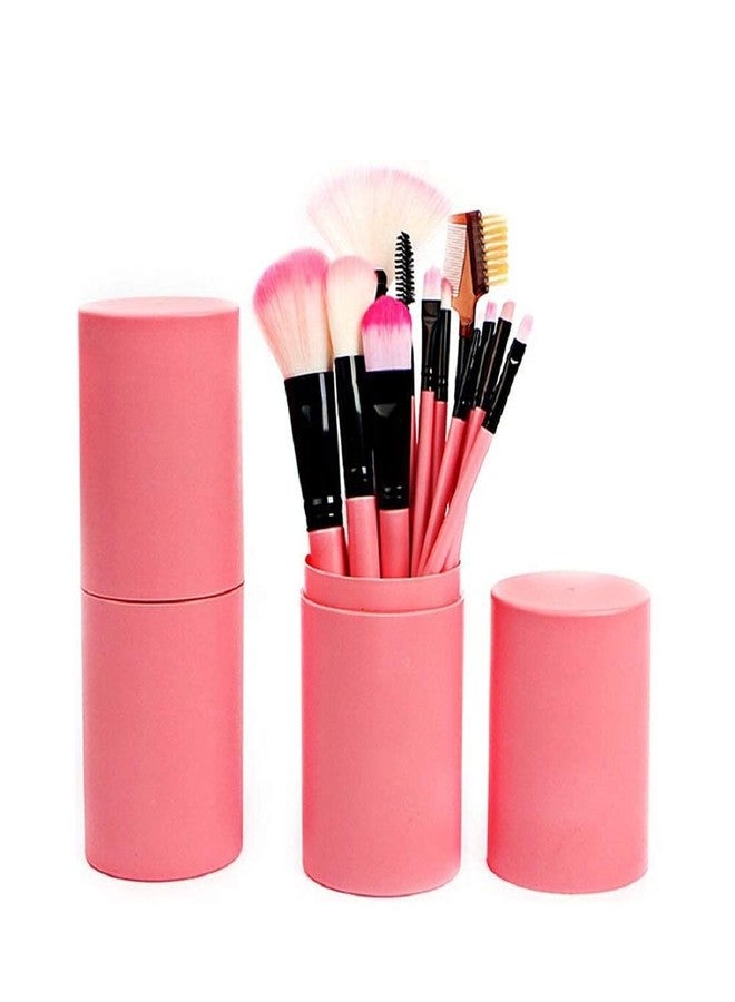 SUNISA Pink Soft Synthetic Bristles Makeup Brushes Set of 12 with Storage Box - (Pack of 13) - Image 1