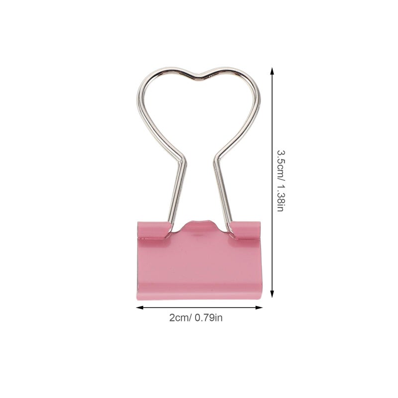 24pcs Heart Shaped Metal Binder Clips Pink Purple Blue Green for Office School Journaling - Image 3