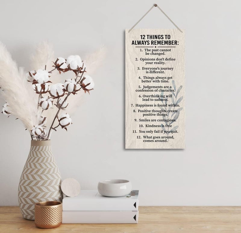 HiLus 12 Things To Always Remember. Wooden Wall Decor, Farmhouse Blessed Sign for Home Decor - Image 1