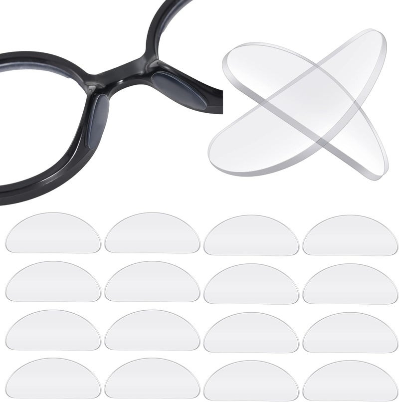 TOODOO 18 Pairs Eyeglasses Nose Pads Adhesive Silicone Glasses Replacement Anti Slip Nosepads for Eyeglass Glasses Sunglasses (Transparent, 1mm) - Image 1