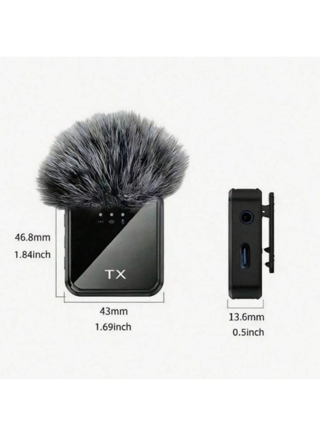 تي اكس ميكروفون لاسلكي صغير الحجم، مزود بخاصية إلغاء الضوضاء الذكية، وواقي من الرياح، وبطارية ليثيوم قابلة للشحن، واتصال 2.4G، مناسب للبث المباشر، والمقابلات، وتسجيل الأغاني والبودكاست، والمحادثات، والفيديوهات. - Image 2