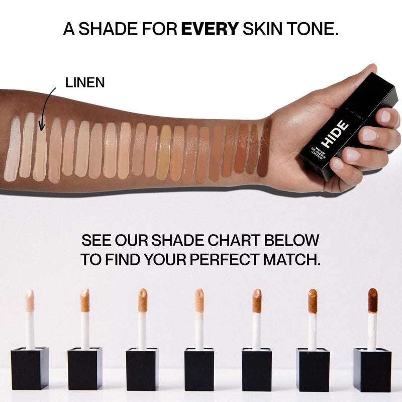 HIDE Liquid Concealer, Medium to Full Coverage Concealer for Blemishes, Under Eye Dark Circles & Scars, Oil Free Concealer, Linen (See Shade Finder), 0.5 fl oz - Image 2