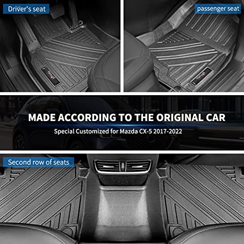 Yonugli Floor Mats 2 Rows and Trunk Cargo Liner for 20172024 2025 Mazda CX5 All Weather TPE Protection Mat Waterproof TPE for Mazda CX5 Floor MatsCargo Liner - Image 3