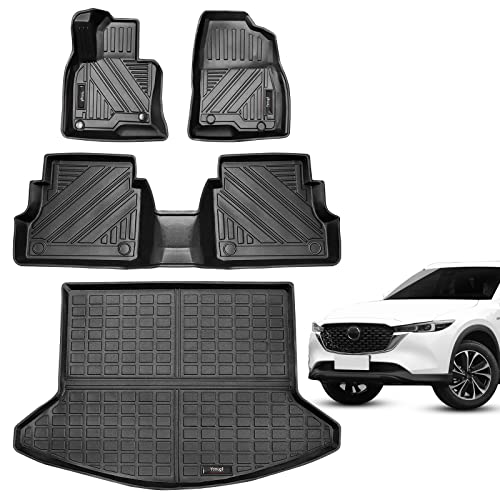 Yonugli Floor Mats 2 Rows and Trunk Cargo Liner for 20172024 2025 Mazda CX5 All Weather TPE Protection Mat Waterproof TPE for Mazda CX5 Floor MatsCargo Liner - Image 1