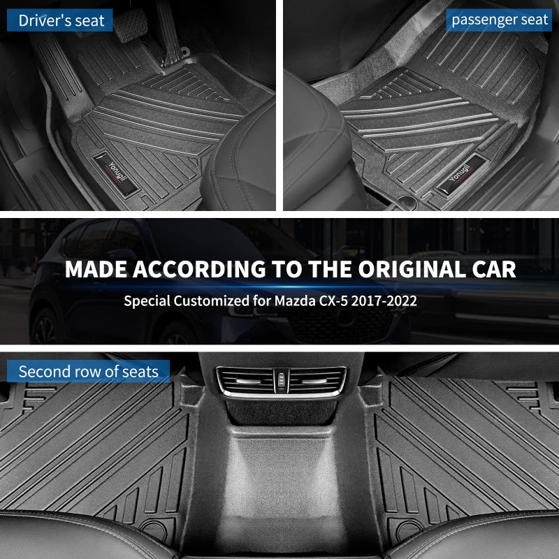 Yonugli Floor Mats 2 Rows and Trunk Cargo Liner for 20172024 2025 Mazda CX5 All Weather TPE Protection Mat Waterproof TPE for Mazda CX5 Floor MatsCargo Liner - Image 4