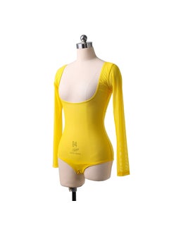 Water Veil Chest Support Long Sleeve Belly Dance Costume Womens Pure Color Fitness Body Shape Summer Winter Spring Autumn Dance Sportswear Yellow