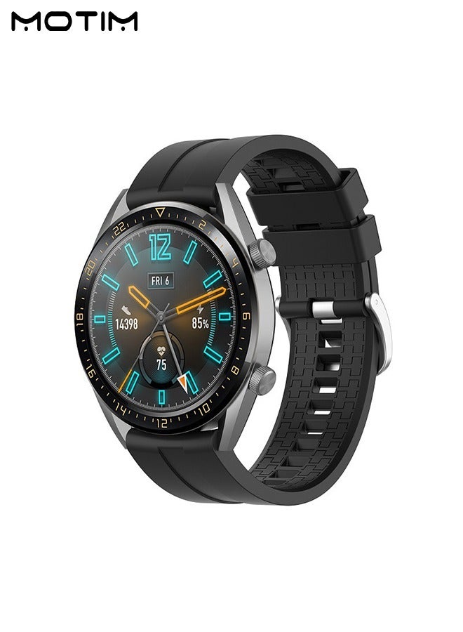 Motim Silicone Watchband Replacement Strap Compatible with Huawei Watch GT2/3/3Pro/4/5 Watch, 22mm, Adjustable Soft Wristband Bracelet for Men, Women  - Image 3