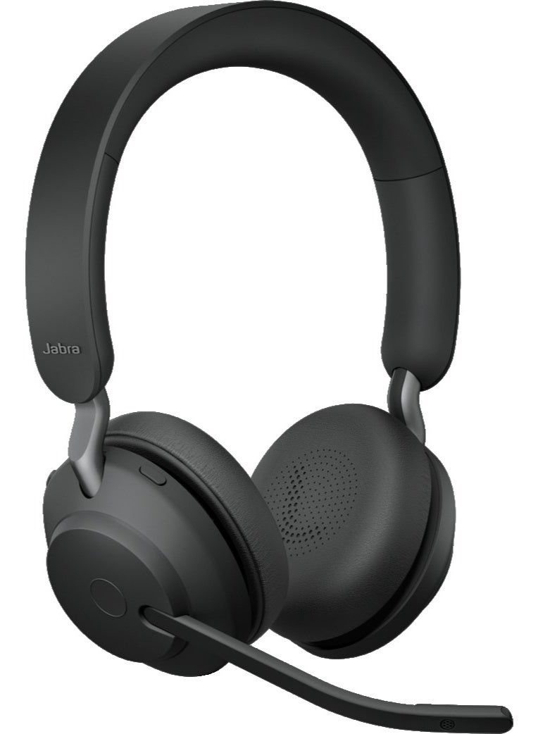 Jabra Evolve2 65 Wireless Headset, Stereo On-Ear Bluetooth Headphones, USB-C UC Adapter, 40mm Speakers, 3-Microphone Call Technology, Dual Device Connectivity, Up to 37 Hours Battery, Black | 26599-989-899 - Image 1