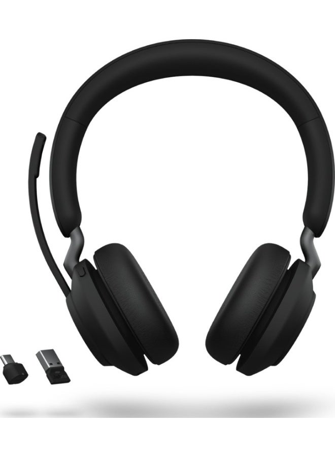 Jabra Evolve2 65 Wireless Headset, Stereo On-Ear Bluetooth Headphones, USB-C UC Adapter, 40mm Speakers, 3-Microphone Call Technology, Dual Device Connectivity, Up to 37 Hours Battery, Black | 26599-989-899 - Image 3