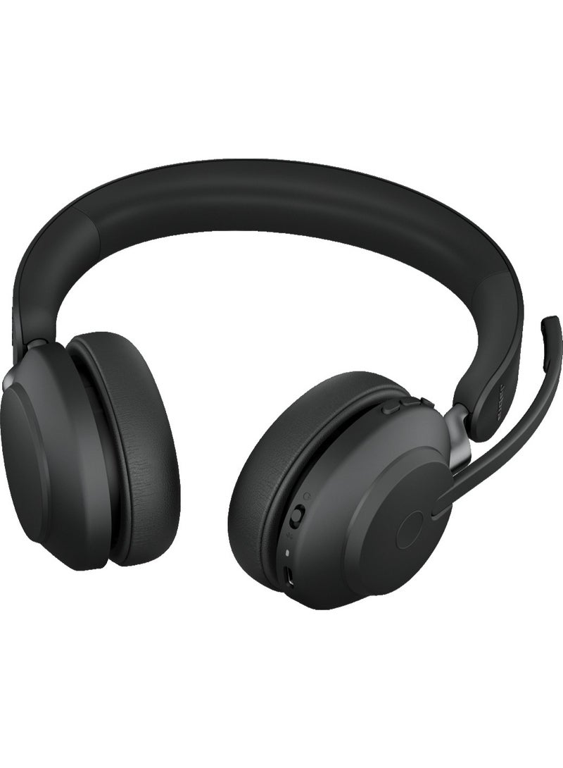 Jabra Evolve2 65 Wireless Headset, Stereo On-Ear Bluetooth Headphones, USB-C UC Adapter, 40mm Speakers, 3-Microphone Call Technology, Dual Device Connectivity, Up to 37 Hours Battery, Black | 26599-989-899 - Image 2