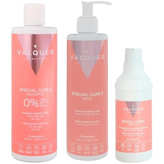 Valquer Laboratorios VALQUER CURLY HAIR METHOD PACK  SHAMPOO 400ML, MASK 275ML & SERUM 30ML  SPECIALLY FORMULATED FOR CURLS, 96% NATURAL ORIGIN, ZERO%: SULFATE, COLORANT & SALT FREE - Image 2