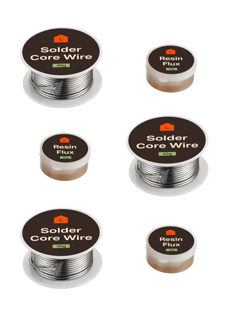 LAWAZIM - Solder Core Wire 40g with 10G Resin 3 Sets - Rosin Core Solder Wire for Electronics, Electrical Soldering, Circuit Board Repair, DIY Projects - High Melting Point, Non-Corrosive Durable Joints - Image 1