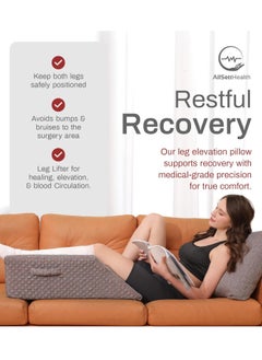 AllSett Health Single Leg Elevation Pillow Post Surgery Leg Pillow | Memory Foam Ankle Knee and Leg Wedge Pillow for Injury After Surgery – Foot, Leg Pain, Hip, Knee Pain, Improve Blood Circulation 29” x 13” x 9.5"  - Image 2