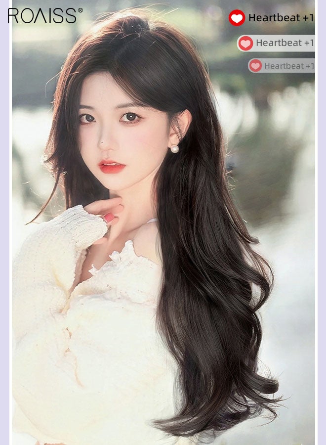 رويس 3 قطع وصلات شعر مجعد بمشبك، قطع شعر صناعية مجعدة طويلة غير مرئية وقابلة للتعديل ومقاومة للحرارة للنساء والفتيات، أسود طبيعي، 50 سم - Image 5