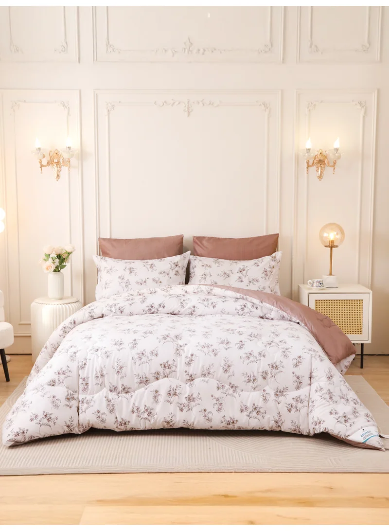 Donetella 6-Pcs Printed King Comforter Set | Fits 200x200 cm Size Bed | Soft Brushed Microfiber | Reversible Printed Comforter | 350 GSM Down Alternative Fill
