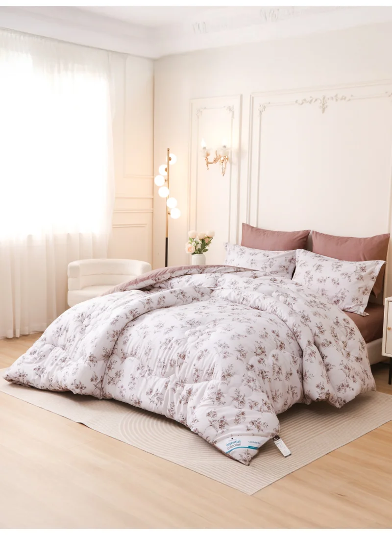 Donetella 6-Pcs Printed King Comforter Set | Fits 200x200 cm Size Bed | Soft Brushed Microfiber | Reversible Printed Comforter | 350 GSM Down Alternative Fill