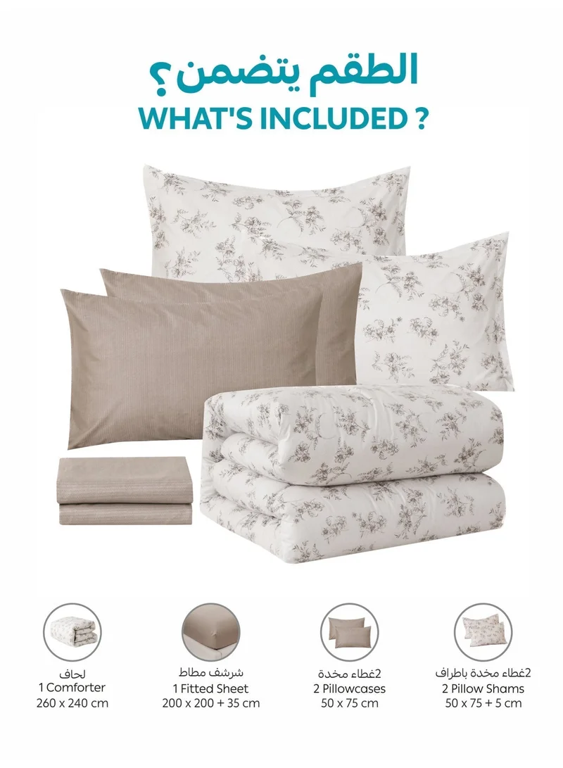 Donetella KING 6-Pcs Printed King Comforter Set | Fits 200x200 cm Size Bed | Soft Brushed Microfiber | Reversible Printed Comforter | 350 GSM Down Alternative Fill  | Best Price UAE