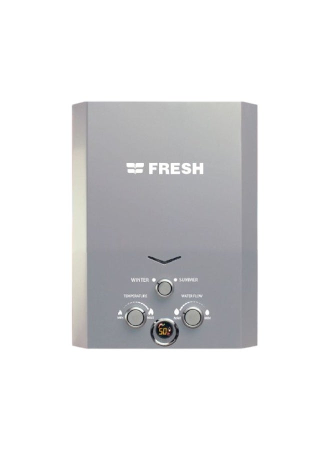 سخان مياة غاز فريش فلات 6 لتر/ فضى غاز طبيعى