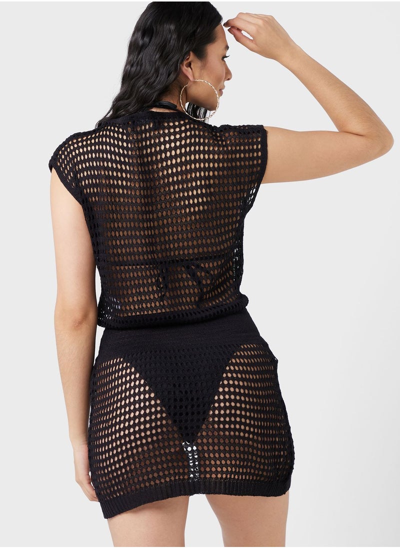 Ginger - Crochet Detail Beach Cover Up - Image 1