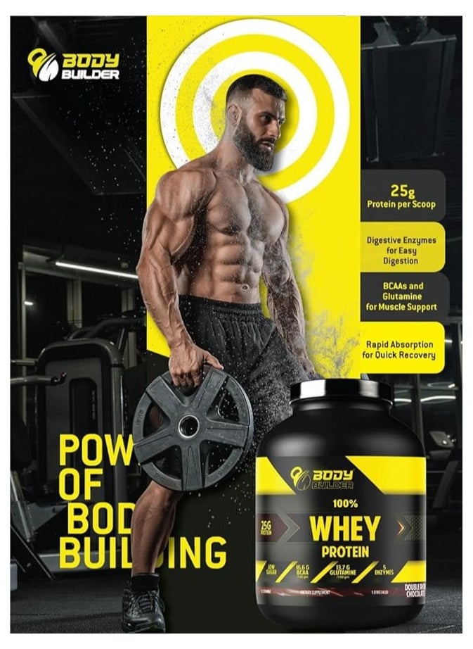 Body Builder - Whey Protein, Low Sugar Whey with 5 Digestive Enzymes  Chocolate Coconut Flavor, 4 Lb - Image 1