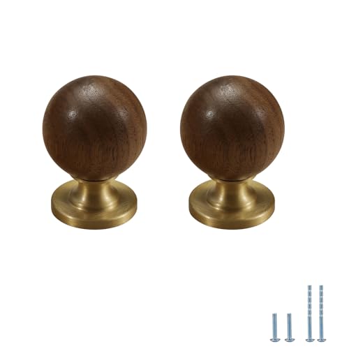 Evionlin 8 Pcs Large Beech Wood Cabinet Door Handles Cabinet Drawer Pulls SingleHole Wardrobe Knobs Wooden Door - Image 1