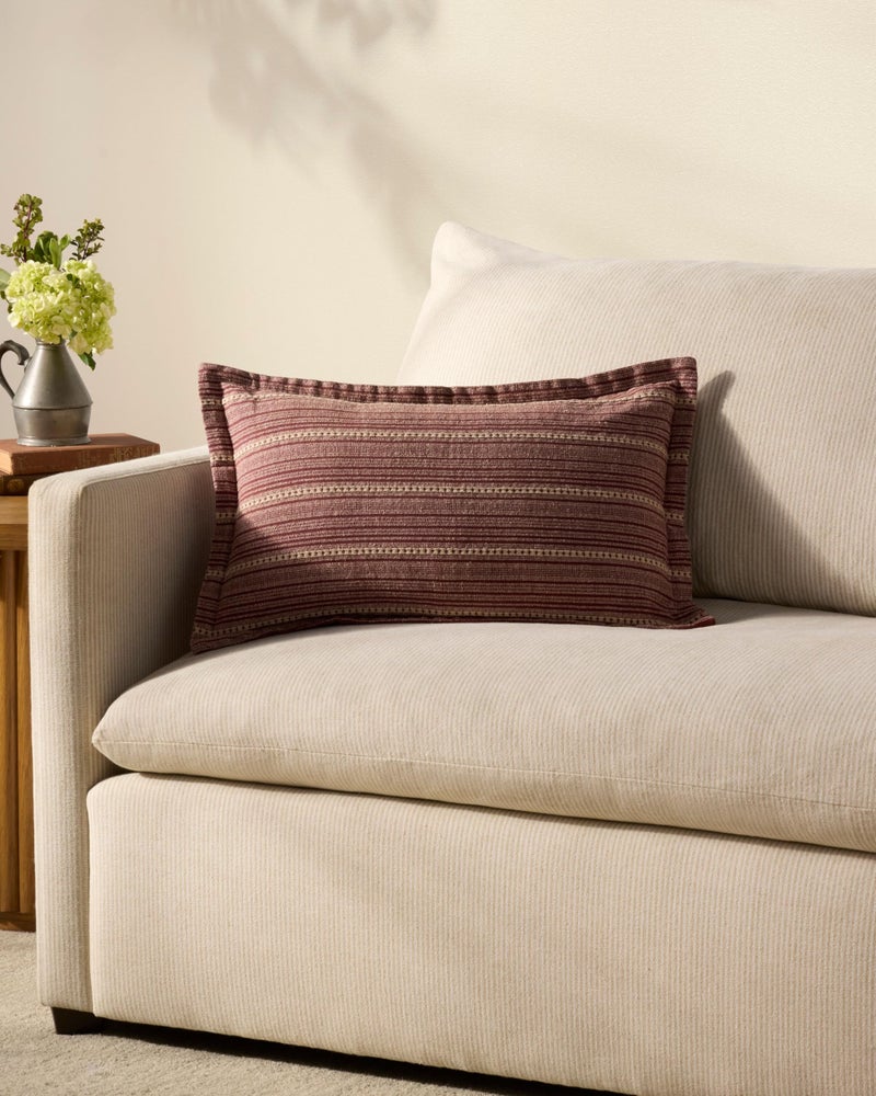 Loloi Chris Loves Julia Howie Collection PCJ0023 Wine/Natural 13'' x 21'' Cover Only Pillow - Image 1