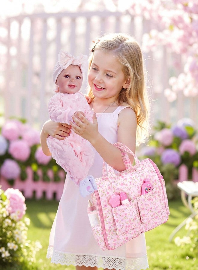 BABESIDE 10 Pcs Baby Doll Diaper Bag Set - Reborn Baby Doll Accessories with Changing Pad, Feeding Bottles, Care Set- Diaper Bag Toys for Baby Dolls up to 21 Inches, Gift for Girls Ages 3 and Up - Image 2